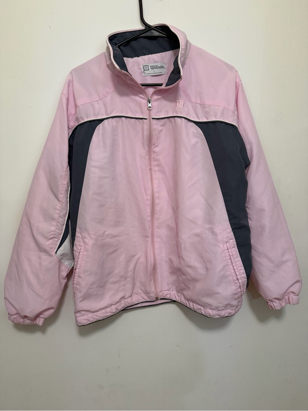 Wilson Pink and Charcoal Colorblock Bomber Jacket
